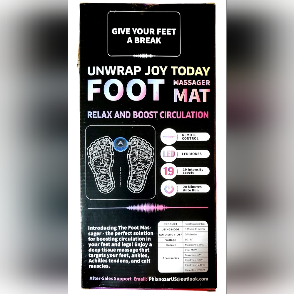 Rechargable Foot Massager Mat w/ Remote 2 in 1 TENS Back/Legs/Foot Gift For You!